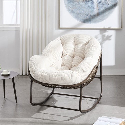 White rattan rocking chair - rattan,