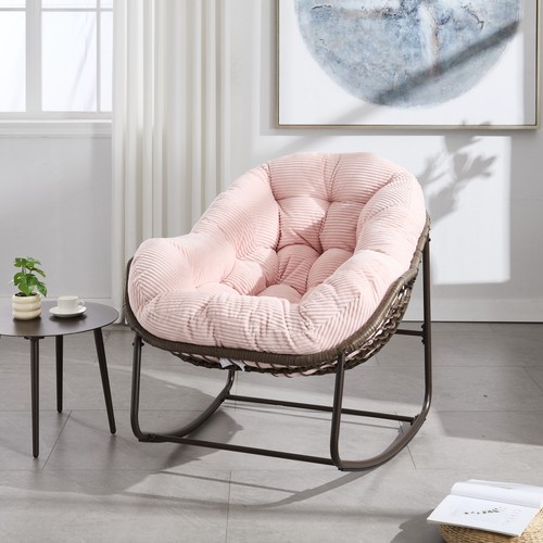 Pink rattan rocking - pink,